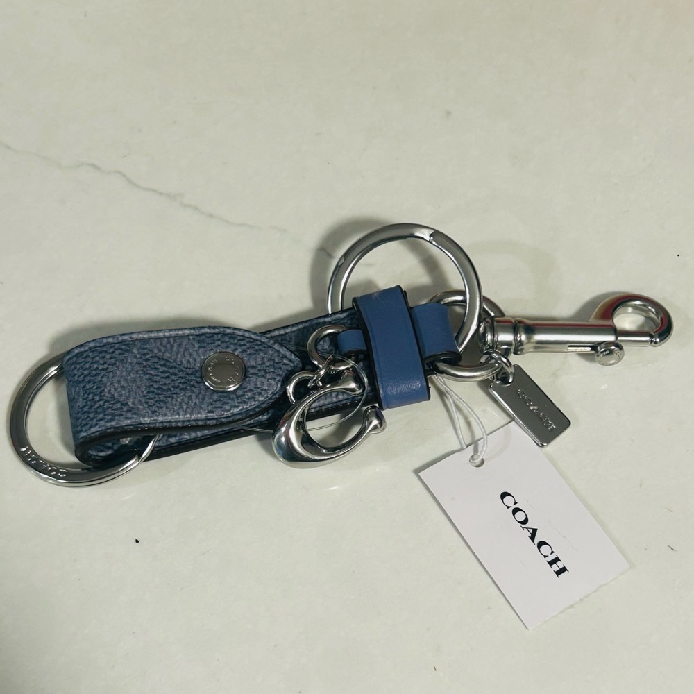 Coach Light Blue Leather Key Holder